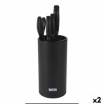 Set of Kitchen Knives and Stand Quttin Nero 5 Pieces (2 Units)