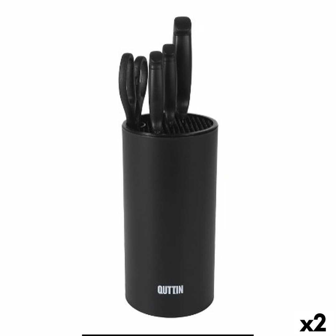 Set of Kitchen Knives and Stand Quttin Nero 5 Pieces (2 Units)