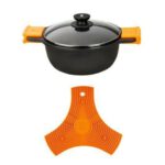 Casserole with glass lid BRA A270332 Black Ø 32 cm