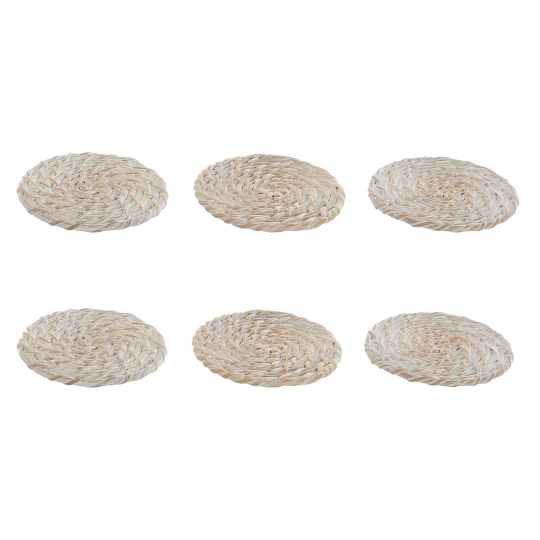 Coasters Home ESPRIT White Natural Bamboo Rattan 12 x 12 x 6 cm