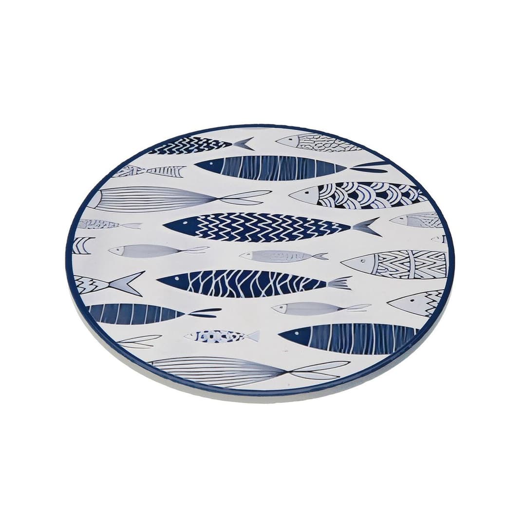 Table Mat Versa Blue Cork Ceramic Fish 20 X 0,6 X 20 CM