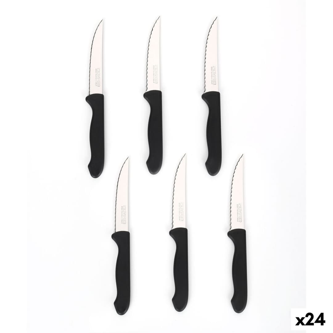 Knife Set Cuyfor Black Silver Stainless steel polypropylene 6 Pieces (24 Units)