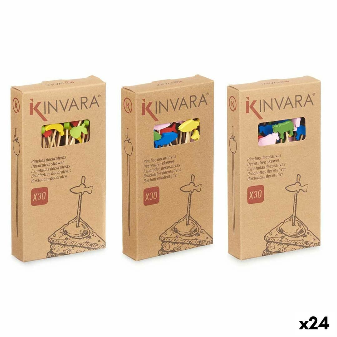 Barbecue Skewer Set Kinvara Bamboo Skewer Decorated (24 Units)