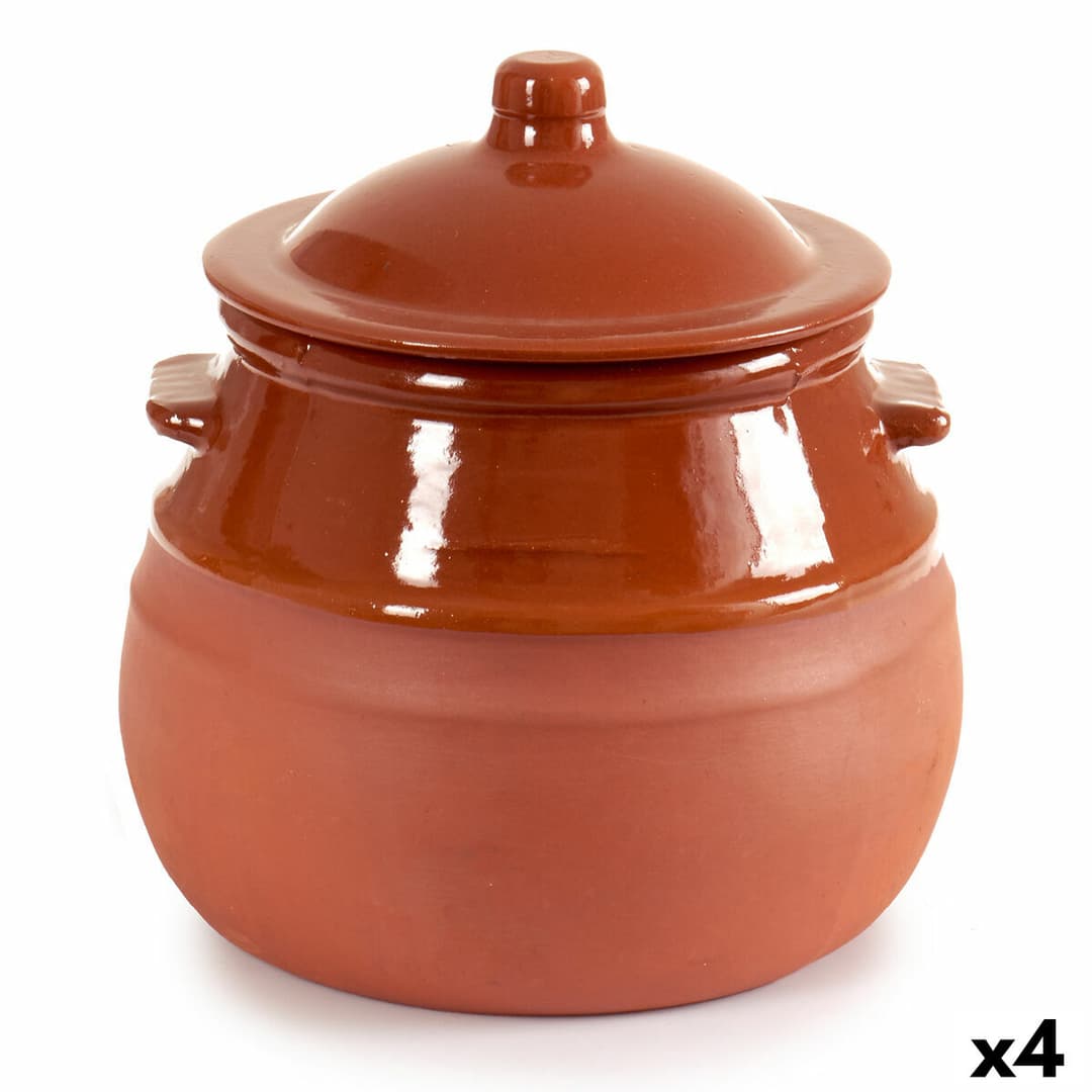 Casserole with Lid La Dehesa Baked clay 2 L 19 x 20,5 x 18 cm (4 Units)