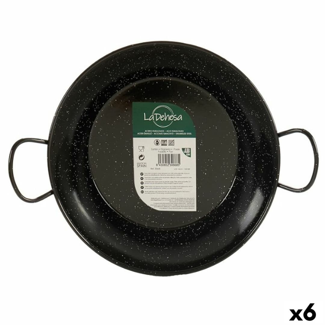 Paella Pan La Dehesa Black Enamelled Steel Ø 24 cm 30,5 x 9 x 25 cm 25 x 9 x 30,5 cm (6 Units)