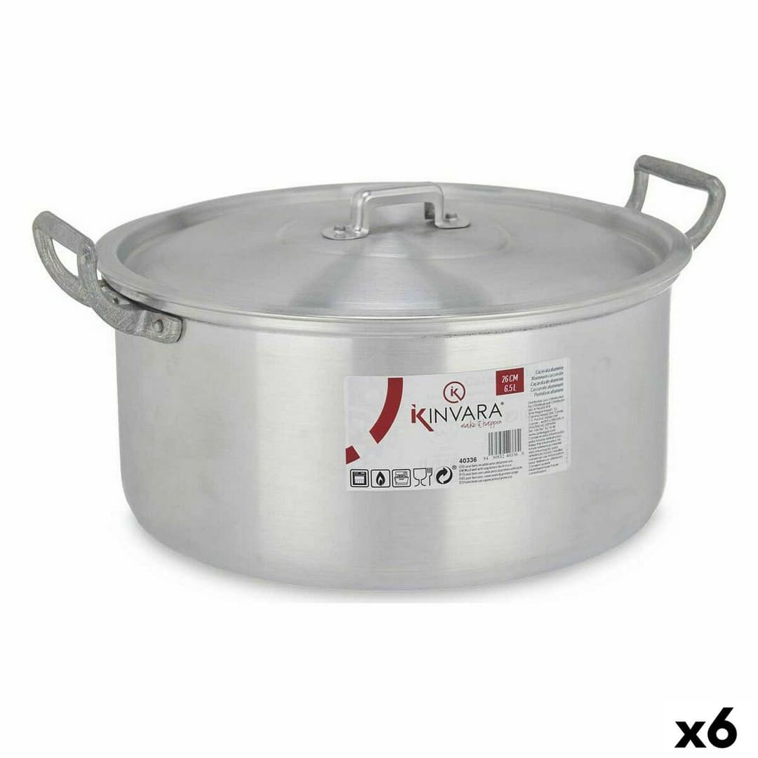 Casserole with lid Kinvara Silver 6,5 L 35 x 16 x 28 cm (6 Units)