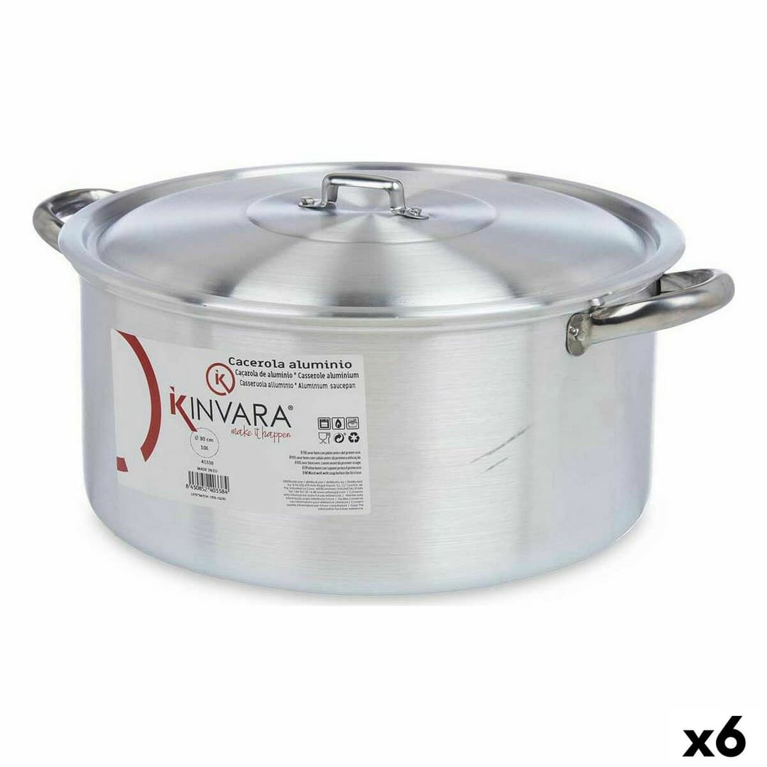 Casserole with lid Kinvara Silver 10 L 40 x 18 x 32 cm 40 x 18 x 32,3 cm (6 Units)