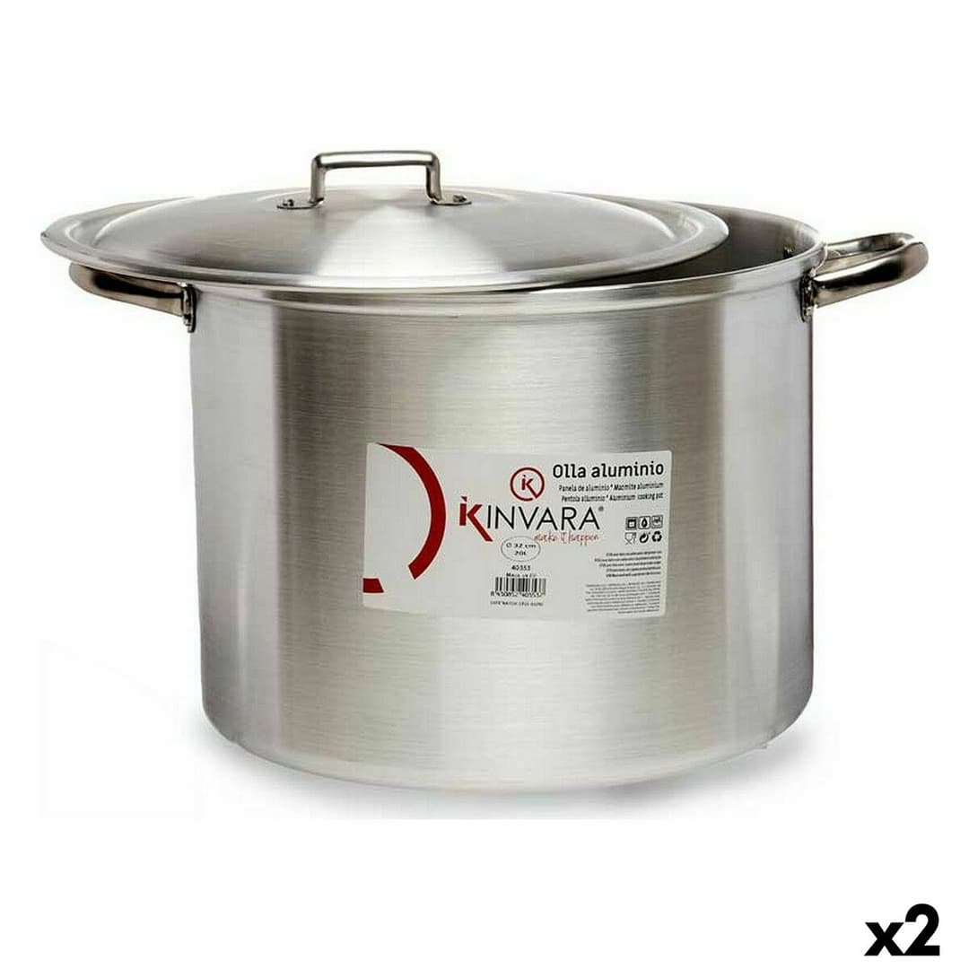 Casserole with Lid Kinvara Silver Aluminium 44 x 30 x 35 cm (2 Units)