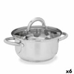 Casserole with glass lid Kinvara Transparent Silver 27 x 10 x 19,5 cm (6 Units)