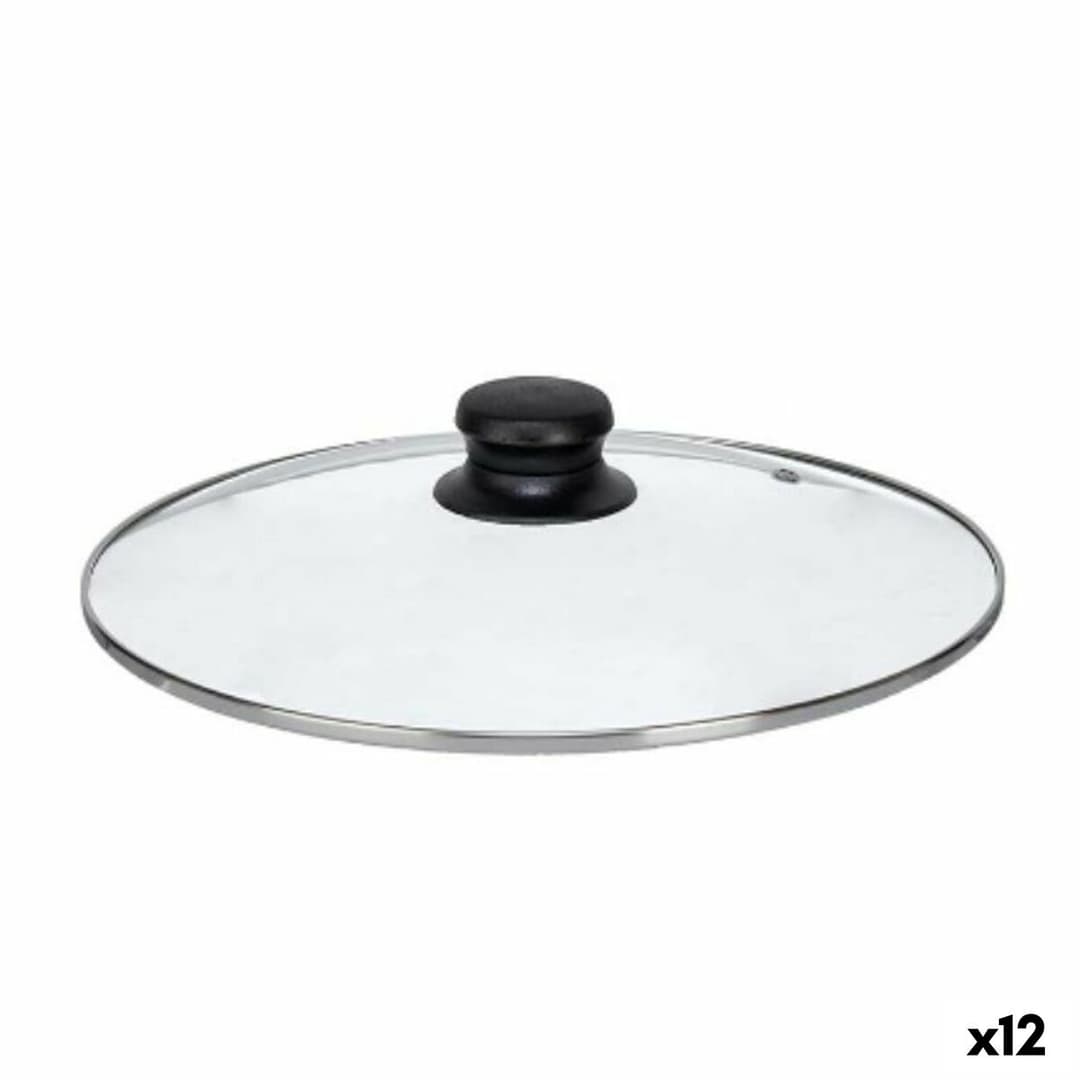 Pan lid Kinvara Transparent Silver Metal Glass Stainless steel Crystal Steel 26 cm 26,5 x 5 x 26,5 cm (12 Units)
