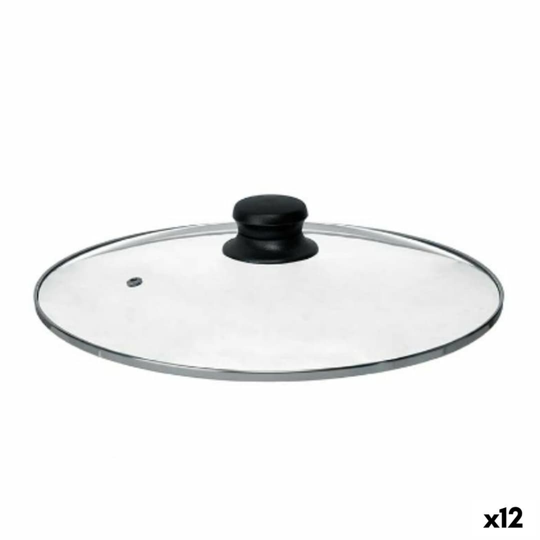 Pan lid Kinvara Transparent Silver Metal Glass Stainless steel Crystal Steel 28 cm 28,5 x 5,5 x 28,5 cm 28,5 x 6 x 28,5 cm (12 U