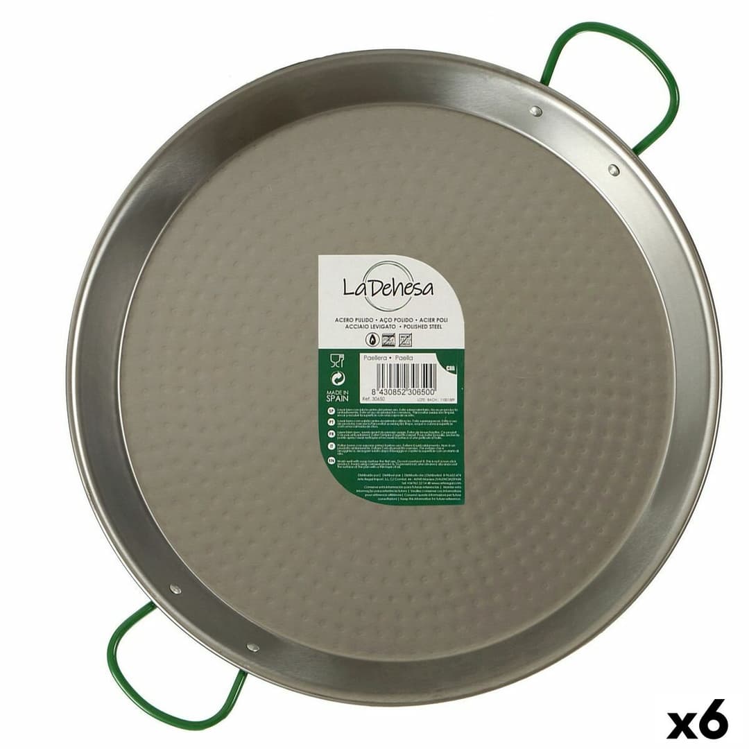 Pan La Dehesa Silver Polished Steel Ø 34 cm 44,5 x 5 x 34,5 cm 34,5 x 5 x 44,5 cm (6 Units)