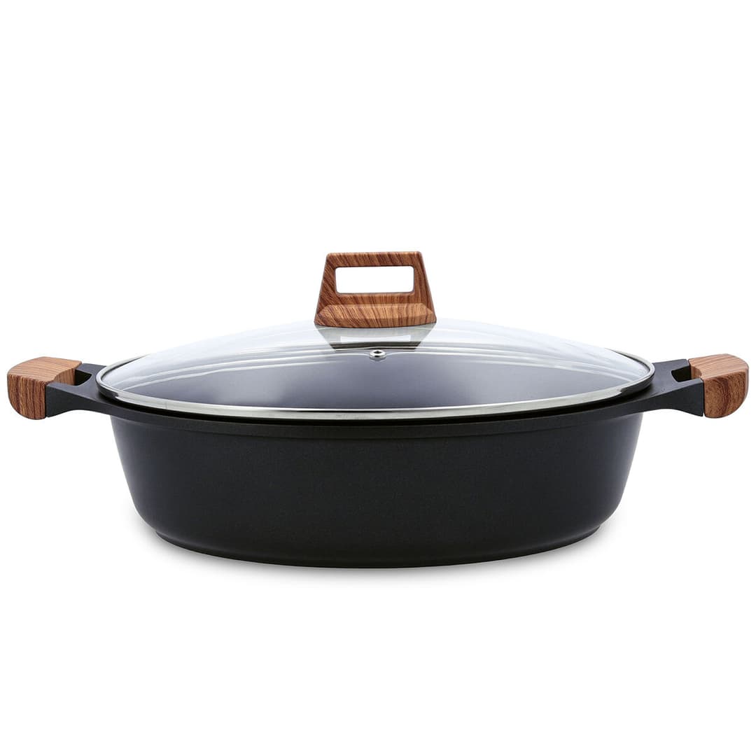 Casserole with lid Quid Karbon Black 32 cm Cast aluminium