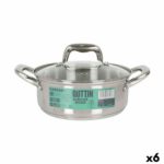 Casserole with glass lid Quttin Caesar ø 20 x 8 cm Steel (6 Units)