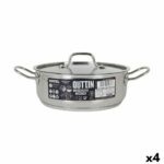 Casserole with lid Quttin Hotel ø 24 x 9 cm Steel (4 Units)