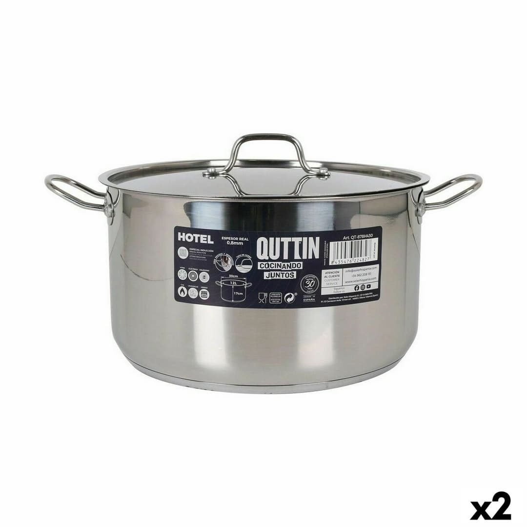 Casserole with Lid Quttin Hotel Steel ø 30 x 17 cm (2 Units)