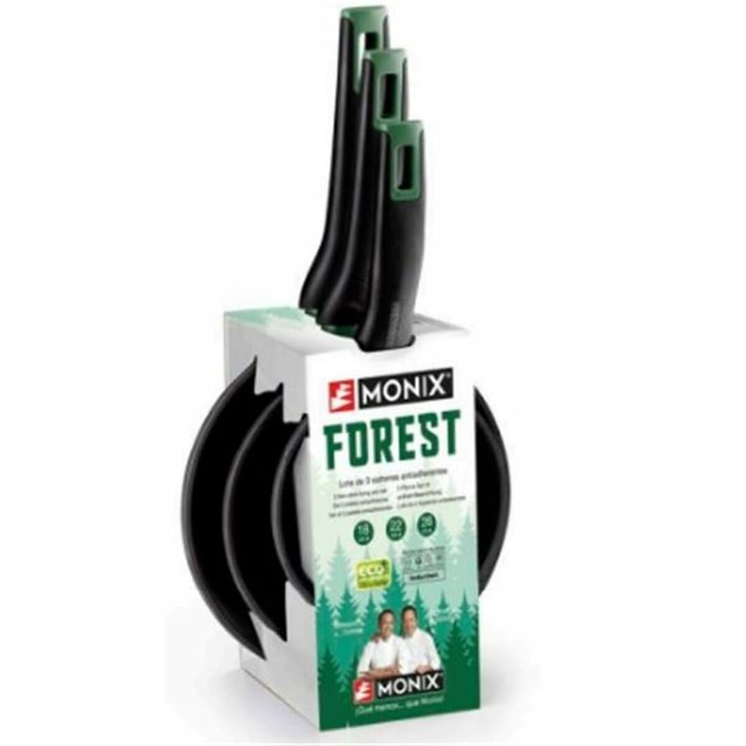 Set of Frying Pans Monix FOREST M501236 Black Aluminium