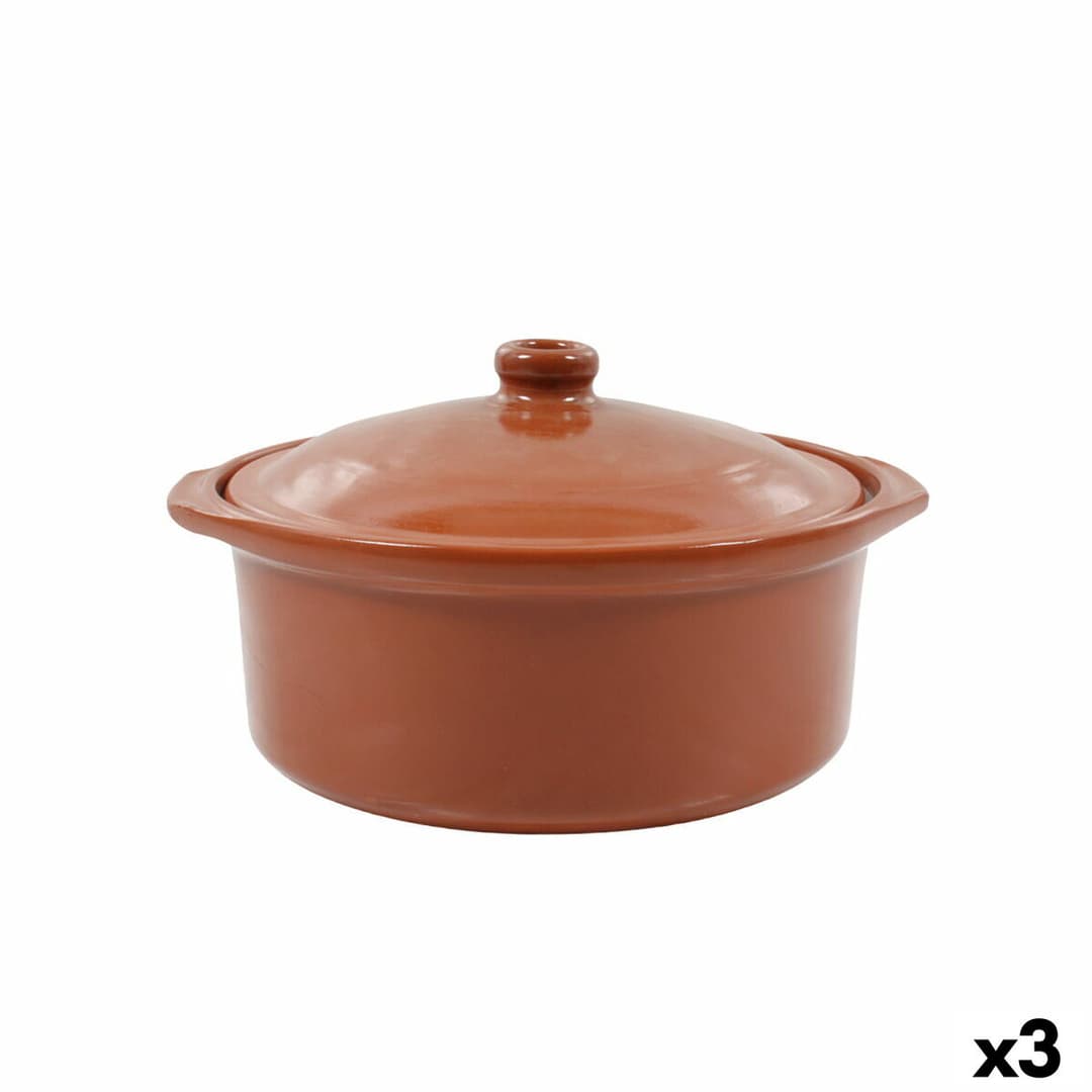 Saucepan Azofra Baked clay 24,5 x 23 x 16,7 cm With lid (3 Units)