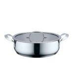 Casserole with lid Haeger PA-24L.004A Beige Grey Ø 24 cm