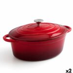 Casserole with lid Bidasoa Fierro Red 4,3 L 30 x 23 cm (2 Units)