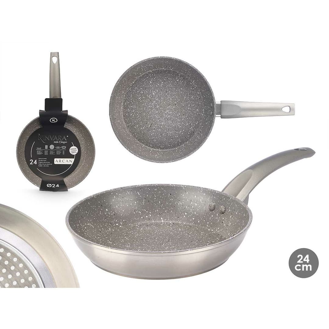 Non-stick frying pan Kinvara Silver Aluminium Bakelite Toughened aluminium 24 cm Induction