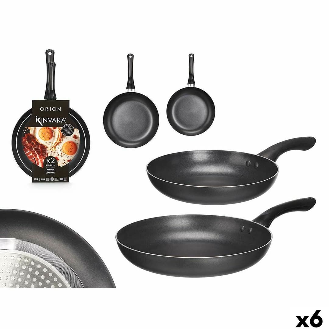 Set of pans Kinvara Black Aluminium Bakelite 22,5 X 4,3 cm 26,4 x 4,7 cm 26,5 x 44 x 8,5 cm (6 Units)