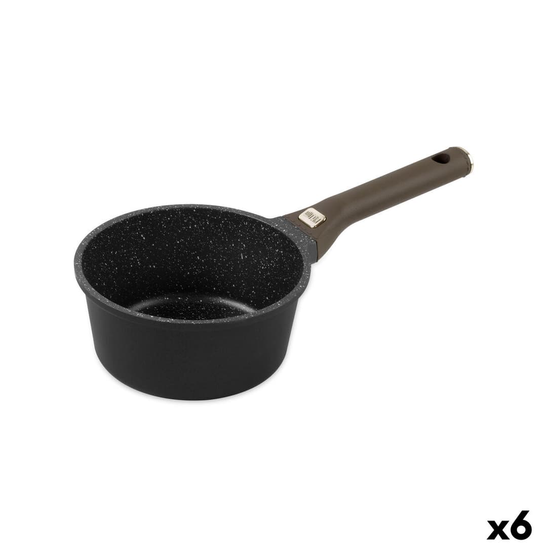 Saucepan Quttin LEATHER Brown Black Aluminium Ø 16 cm (6 Units)