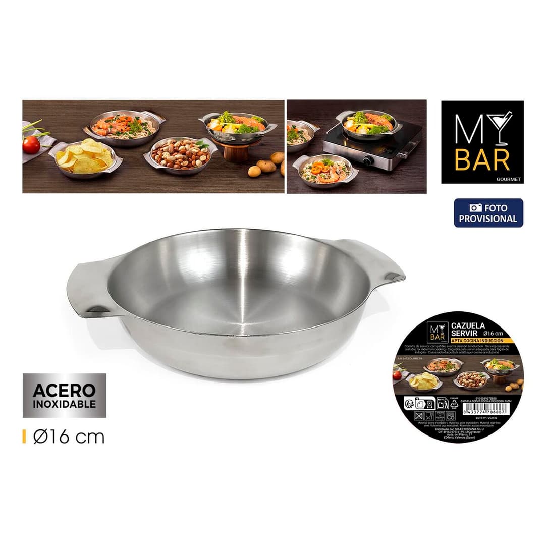 Saucepan My Bar Silver Stainless steel Ø 16 cm (12 Units)