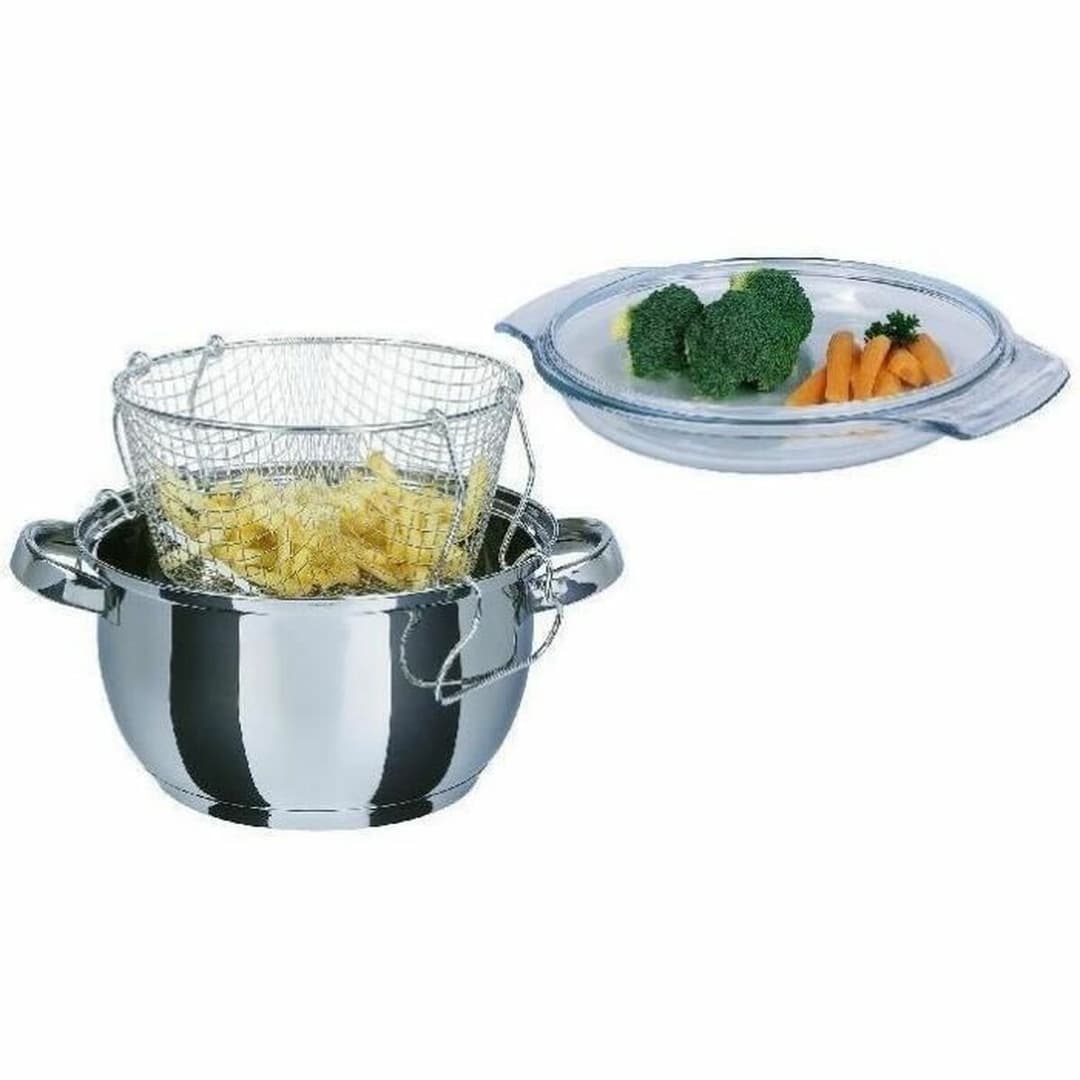 Frying pan with basket GSW Stainless steel Ø 22 cm Silver