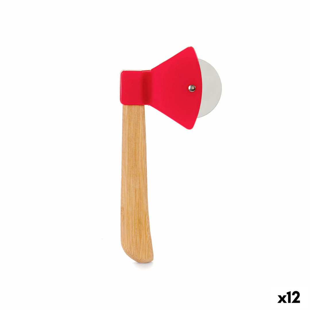 Pizza Cutter Kinvara Brown Red Bamboo Stainless steel polypropylene 21,7 x 2 x 10 cm 14 x 29 x 2,5 cm Axe (12 Units)