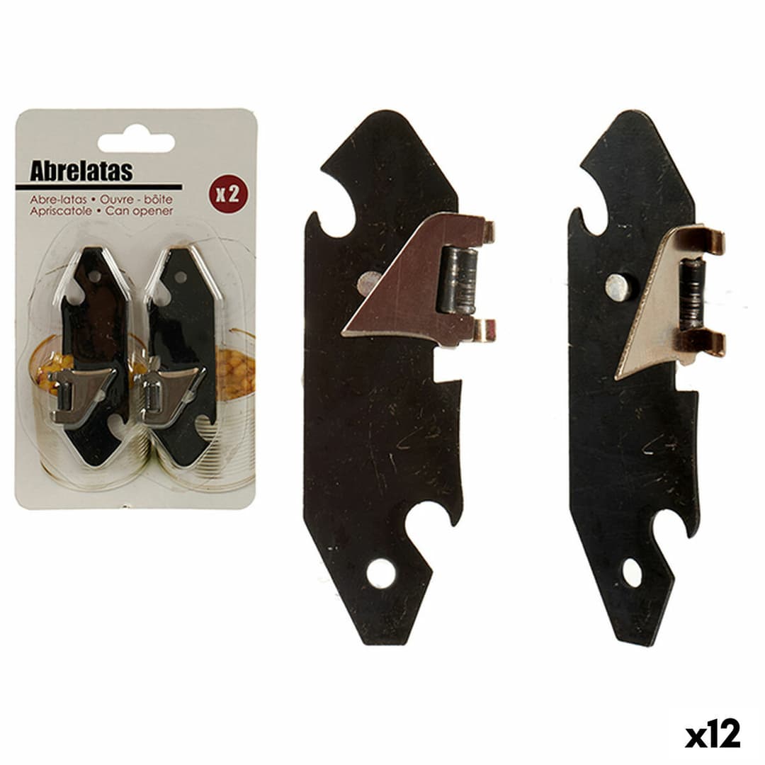 Tin opener Black Silver 1 x 15 x 9 cm 9 x 15 x 1,5 cm (12 Units)