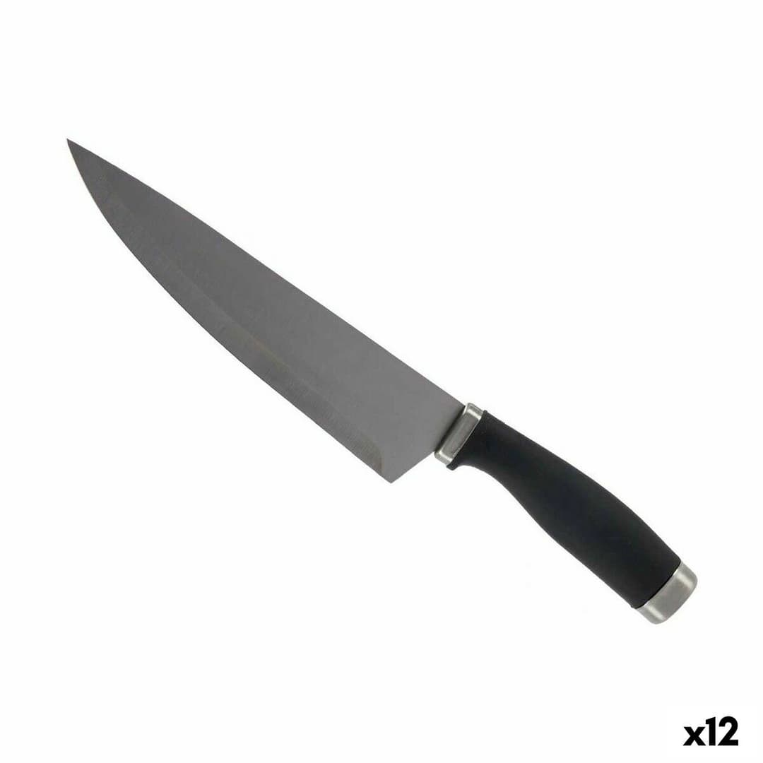 Kitchen Knife Kinvara Black Silver Stainless steel Plastic 5 x 2 x 33 cm 5 x 33 x 2,5 cm (12 Units)