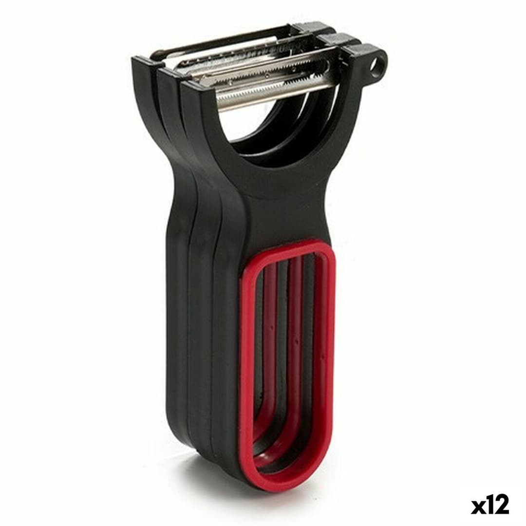 Peeler Kinvara Black Red Steel Natural rubber polypropylene 11 x 17,5 x 4,5 cm Set (12 Units)
