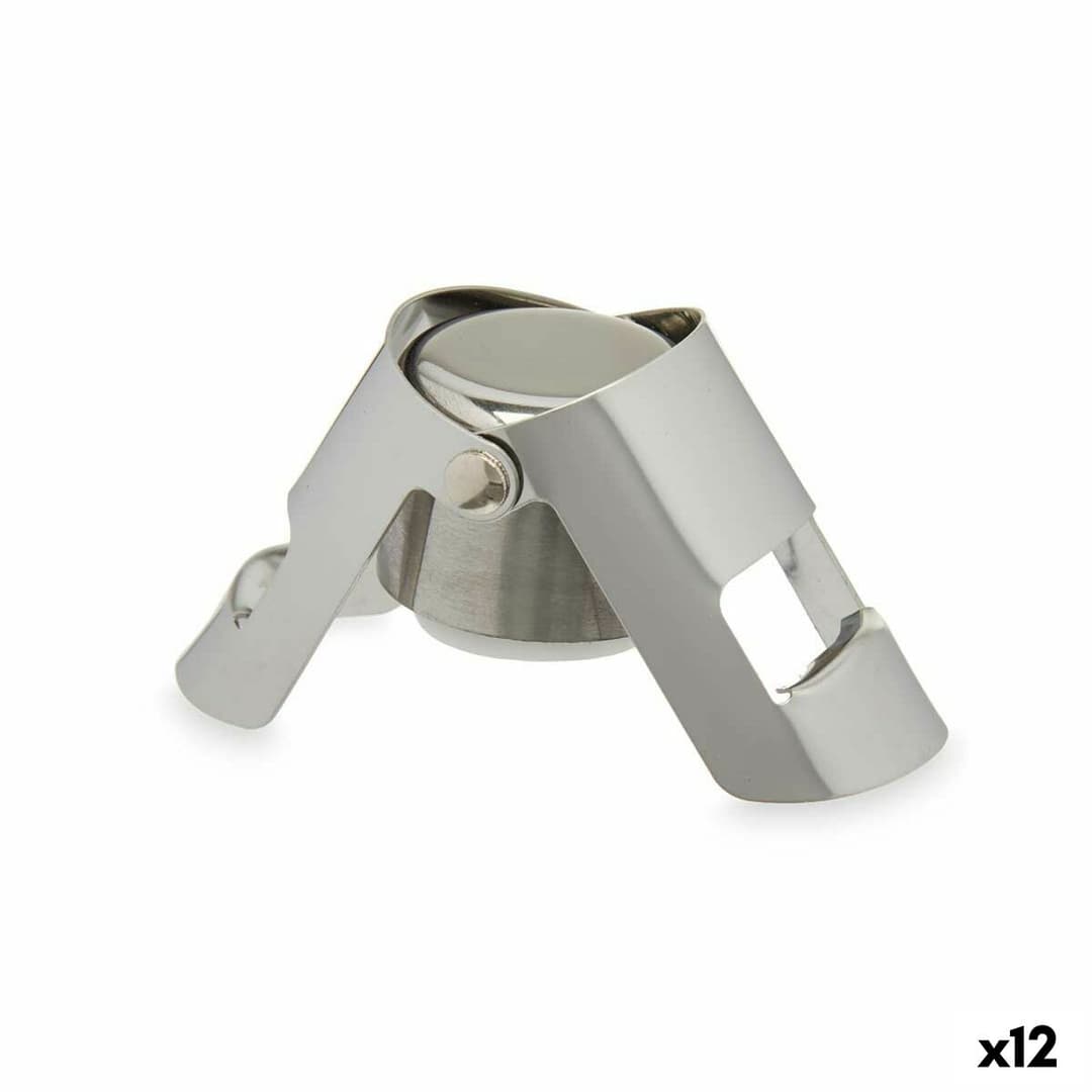Champagne stopper Kinvara Silver Silicone Stainless steel Plastic 6 x 5,5 x 3,5 cm Hermetic (12 Units)