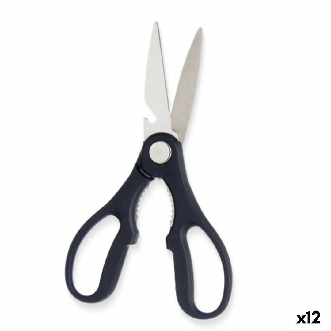Kitchen Scissors Kinvara Black Silver Stainless steel 8,3 x 19,5 x 1,3 cm (12 Units)