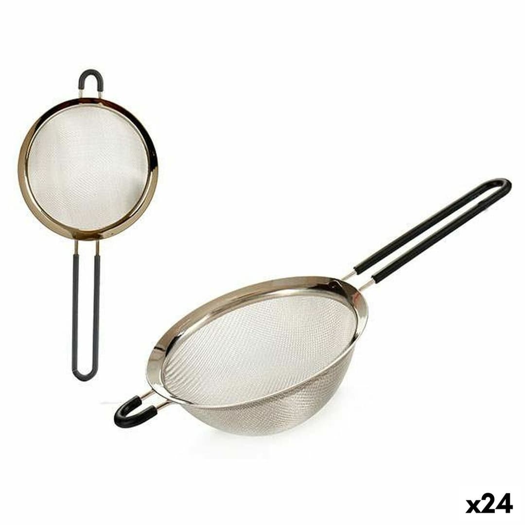 Strainer Kinvara Black Silver Silicone Stainless steel 16 x 7 x 34,5 cm 16 x 34,5 x 7 cm (24 Units)