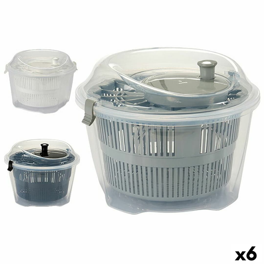 Salad Centrifuge Kinvara White Black Grey Transparent 4.4 L 26 x 18 x 25 cm 25 x 17,3 x 25 cm (6 Units)