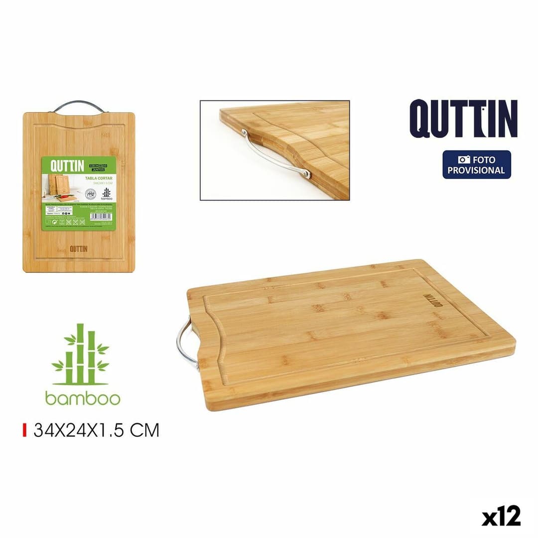 Cutting board Quttin Bamboo 34 X 24 X 1,5 CM (12 Units)