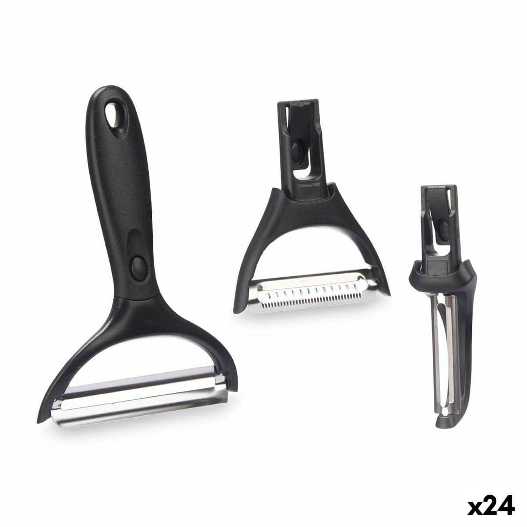 Set of Peelers Kinvara Metal Stainless steel polypropylene ABS 14,5 x 22 x 2,5 cm Interchangeable heads 3 Pieces (24 Units)