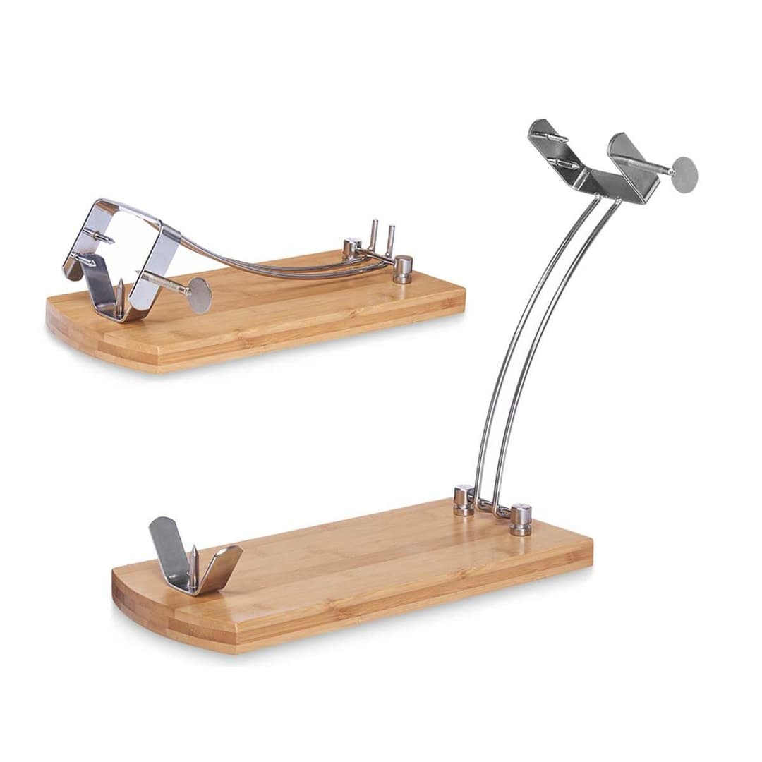 Wooden Ham Stand Kinvara Natural Metal Bamboo 47 x 16,5 x 36 cm 37,5 x 11 x 16,5 cm